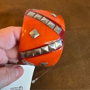 3/30 Antika Collections Orange Resin and Silver Studded Bracelet
